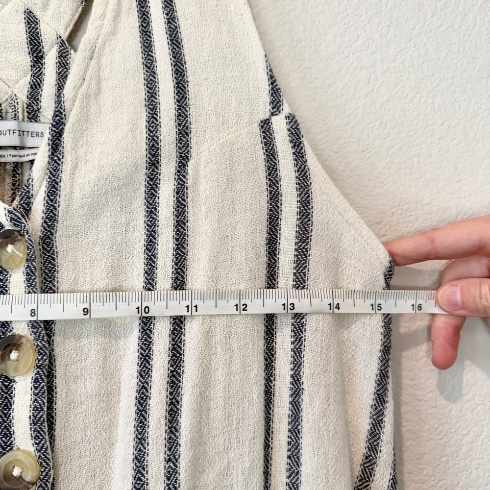 Urban Outfitters Striped Linen Button Front Jumpsuit Small | Beachy Minimalist - Picture 5 of 8